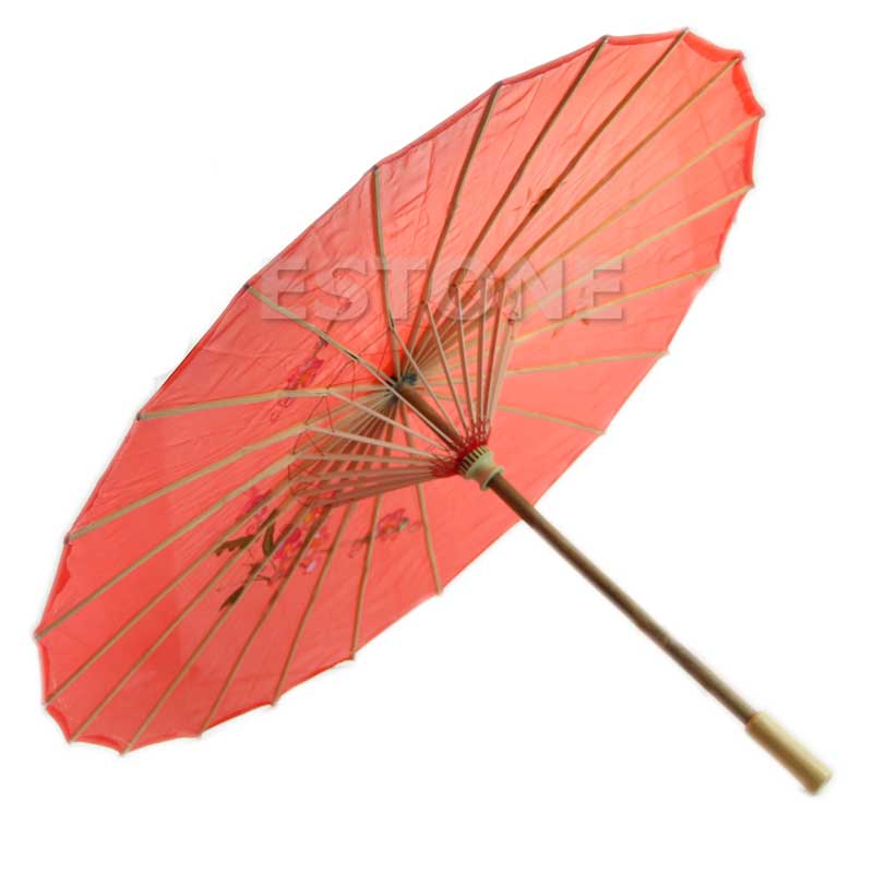 Kinesisk japansk paraply art deco malet parasol paraply: Rød