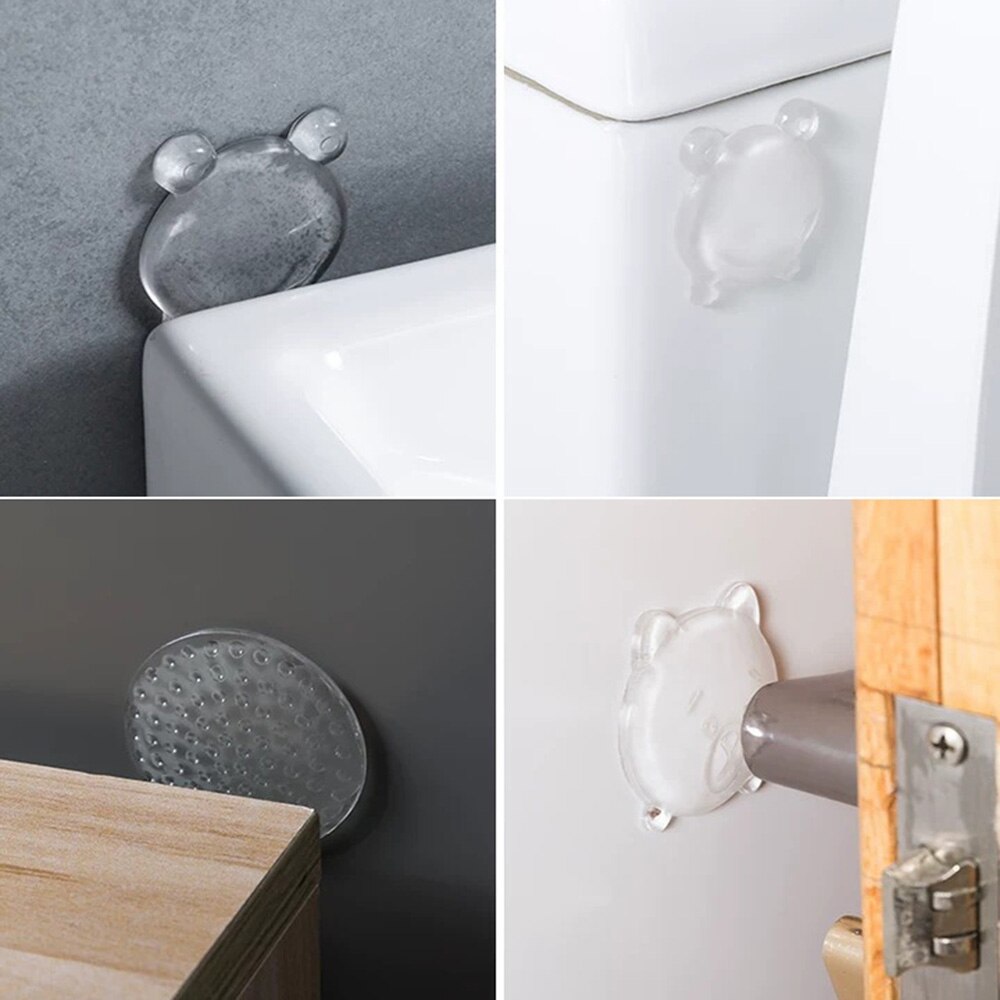 Transparent PU Door Stoppers Wall Protection Safety Shock Absorber Door Handle Bumpers Security Cartoon Waterable Wall Protector