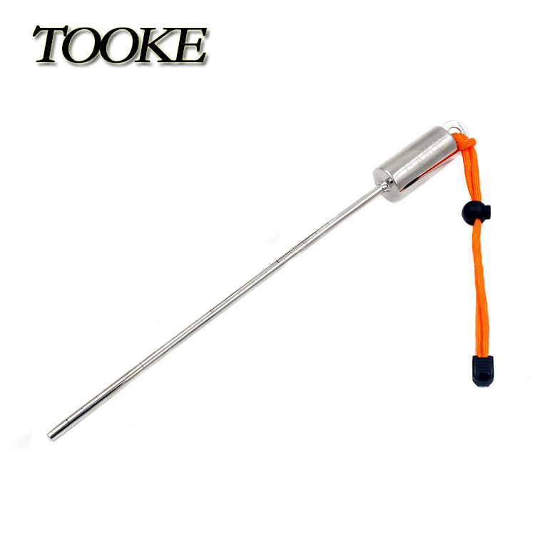 Dykbeslag rostfritt stål hummer dyksticka pekpinne undervattenshaker med snodd handledsrem: Orange rem