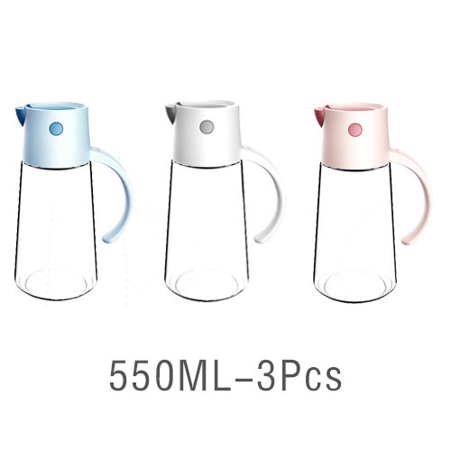 Automatisch Open Deksel Olie Fles Dispenser Saus Bakken Glas Lekvrije Opslag Fles Salade Keuken Tool Accessorie: 3Pcs-550ml