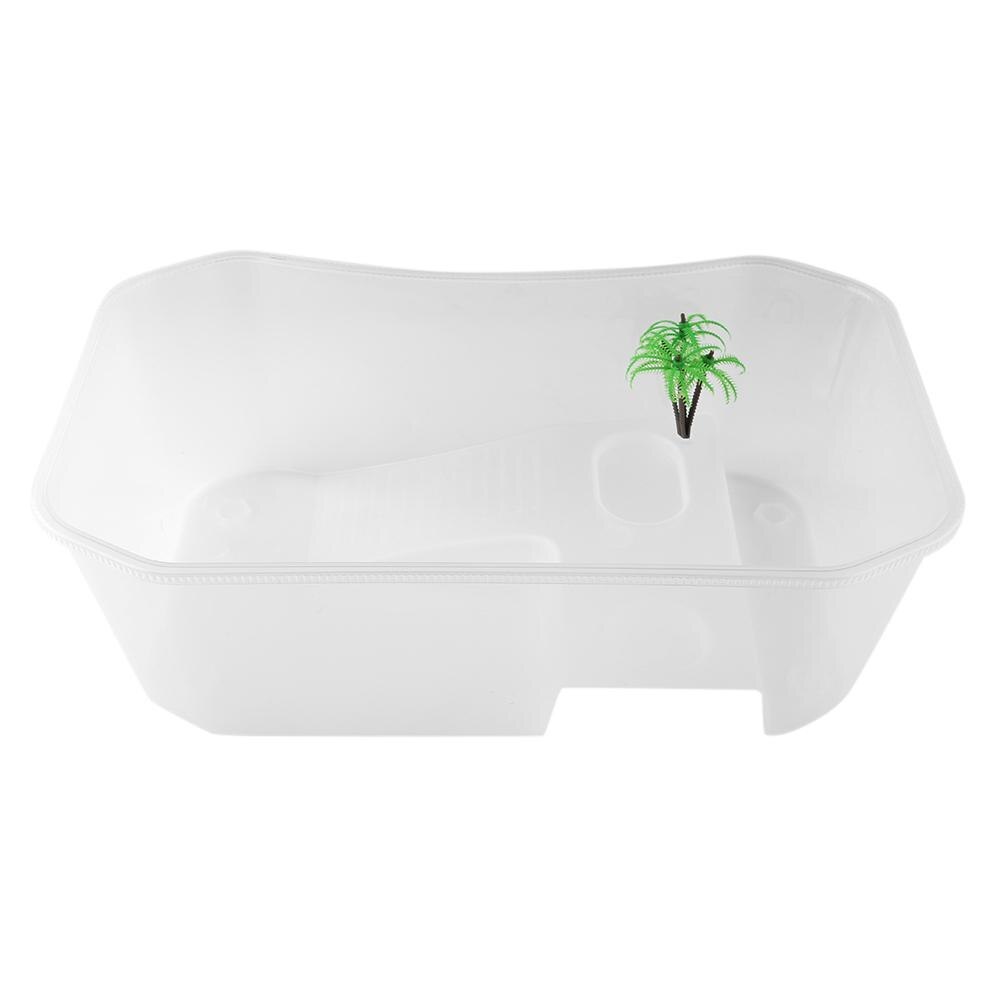 Petite tortue en plastique escalade plate-forme ouverte Aquarium avec rampe échelle maison Aquarium pour tortue Reptile 40x23x13cm: White