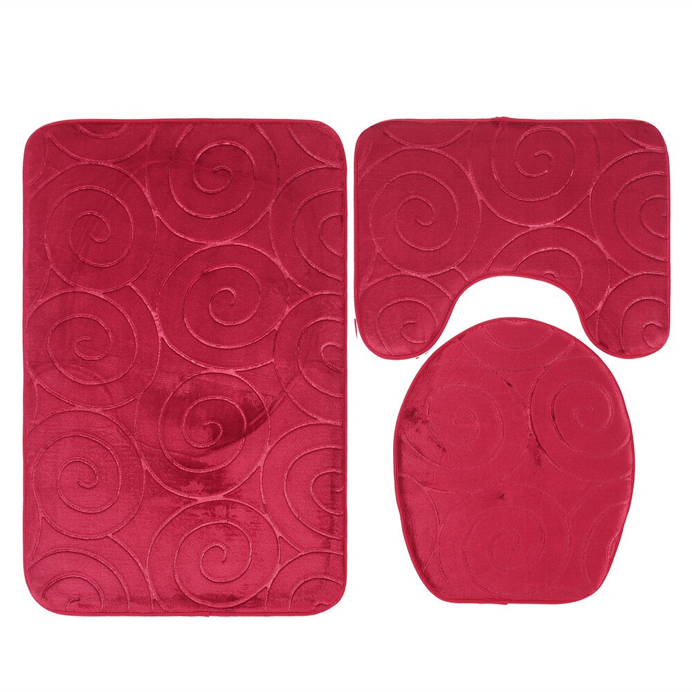 1 set bath mat bathroom set bathroom carpet bathroom rug set Toilet carpet three piece set Anti skid foot pad at cylinder edge: C