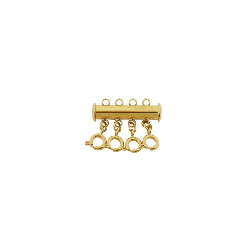 3 Sets/partij Multi Karabijn Gelaagdheid Streng Ketting Sluiting Connectors Voor Diy Maken Armband Sieraden Accessoires: Gold-4holes