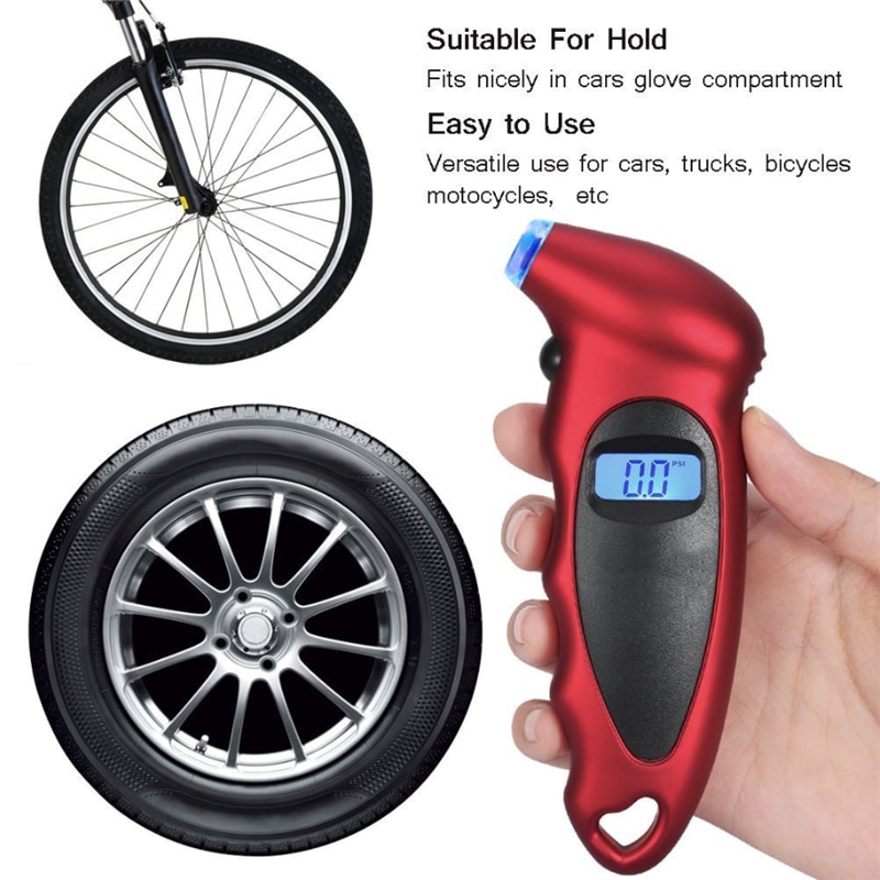 Digital dæk trykmåler meter cykel cykeldæk diagnostisk værktøj lcd lufttryksmåler tester