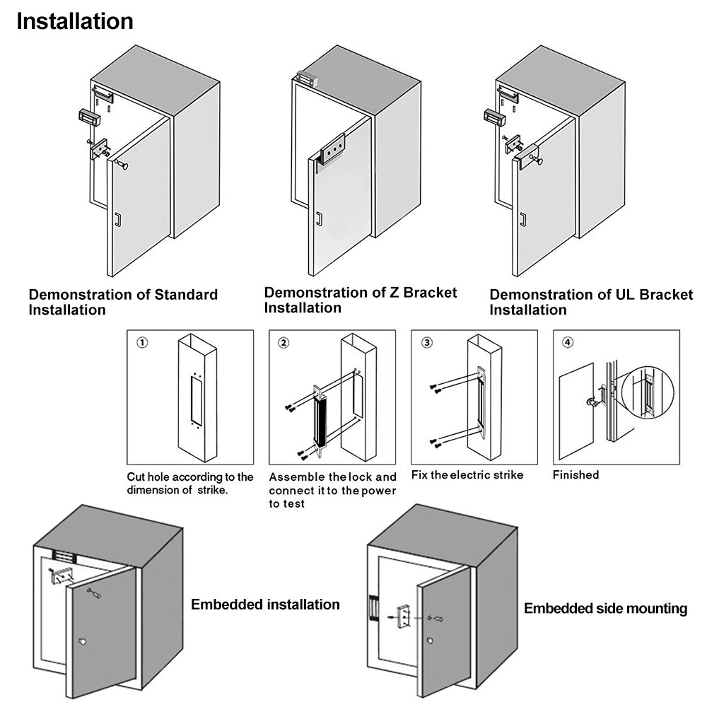 60 kg (100 lbs) elektrisches Magnetschloss, Schrankschloss, elektromagnetisches elektronisches Türschloss, ausfallsicher, DC12 V, für Zugangskontrollsystem