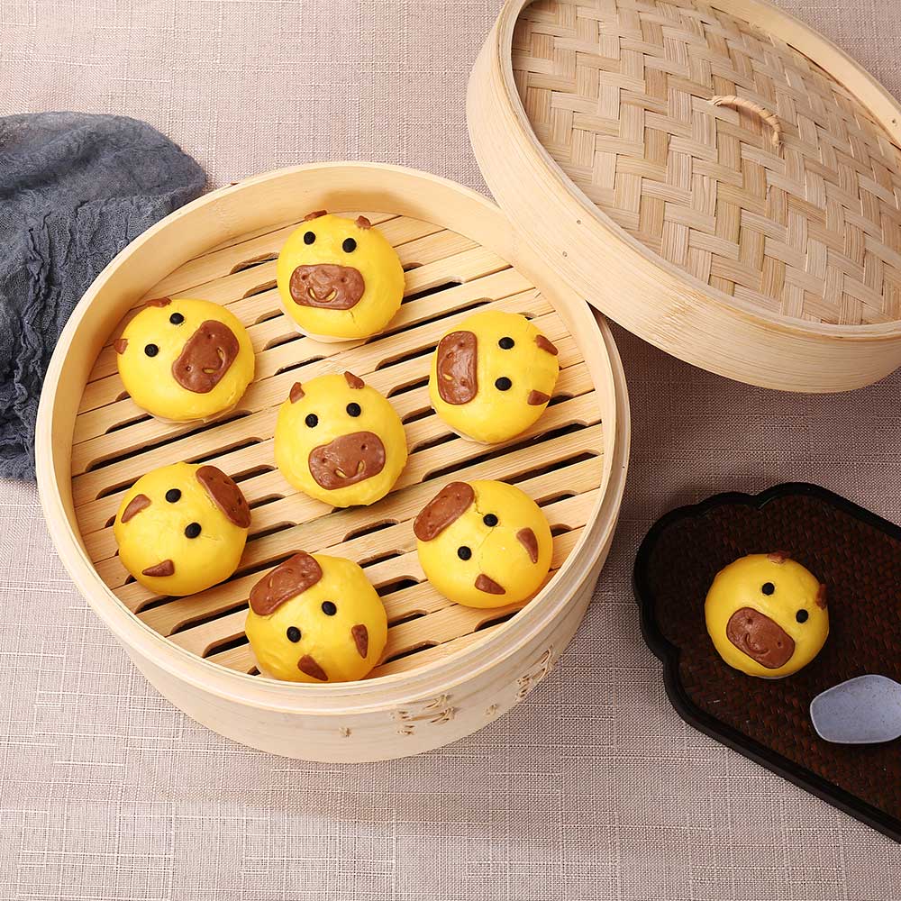 Bambus Dampf Dampfer Herd Korb Knödel Dim Sum Frühstück Gedämpfte Brötchen Knödel Eier Fisch Home Business Verwenden Hand Poliert