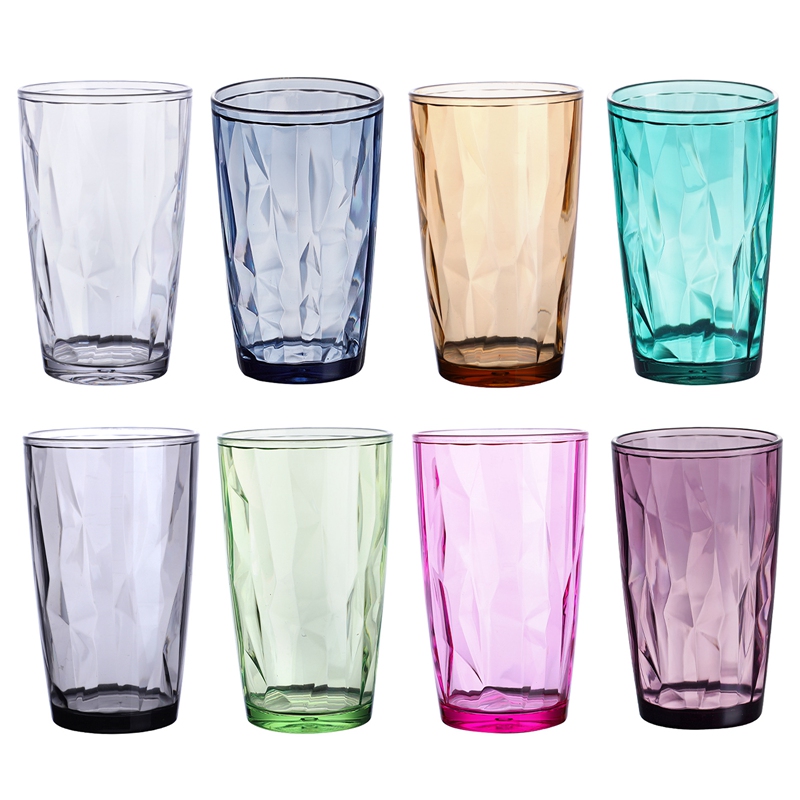 500ml Stackable Colored Drinking Glass Diamond Water Cup Juice Glasses For Drinking Tea Clear Kitchen Dining Bar Drinkware