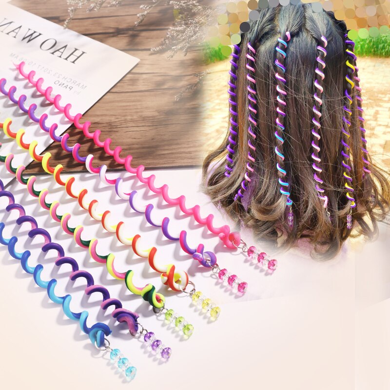 6 pz/impostato accessori per capelli per bambini anello per capelli intrecciato impostato di capelli ricci per ragazze strumenti per capelli trecce a spirale accessori per capelli per ragazza