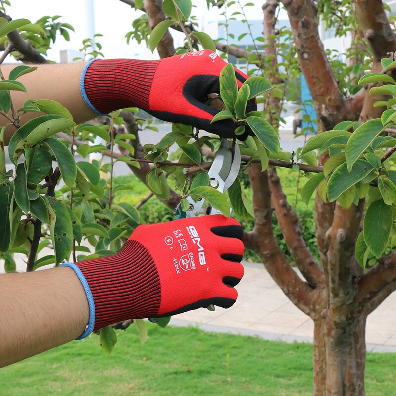 Bau Handschuhe GMG verrotten Nylon Hülse Schwarz Nitril sandig Beschichtung Arbeit Sicherheit Handschuhe Männer Arbeit Handschuhe