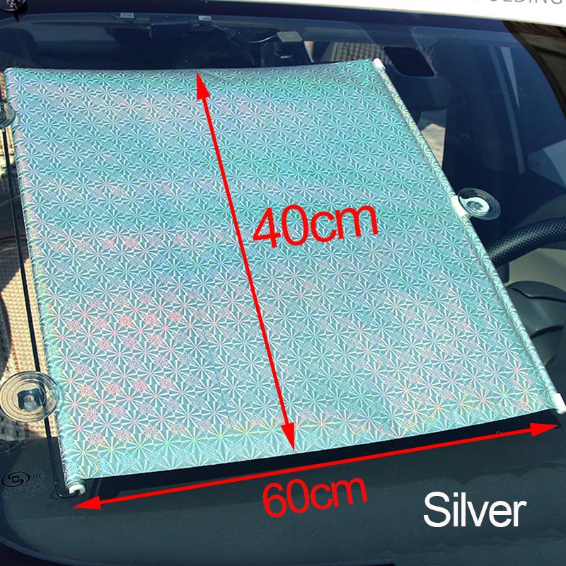 Car Retractable Curtain With Uv Protection Sunshade Car Window Sunshade Upgarde Retracta'ble SUV Truck Car Front Windshield: Silver 40cmx60m