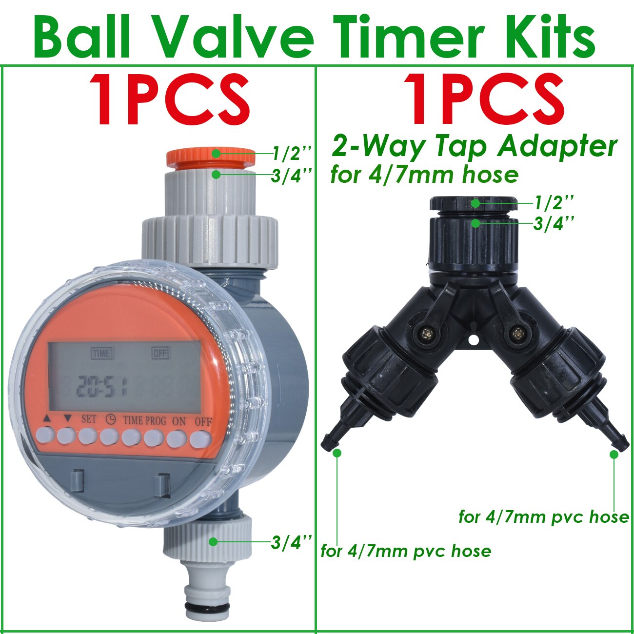 KESLA Ball Valve Irrigation Timer Automatic LCD Watering Electronic Water Tank Controller Irrigator for Home Garden Greenhouse: Yellow