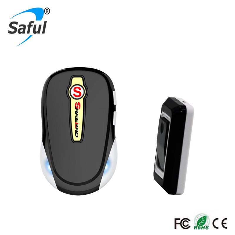 Saful Wireless doorbell Waterproof black remote control doorbell 2 indoor receiver+2 outdoor transmitter
