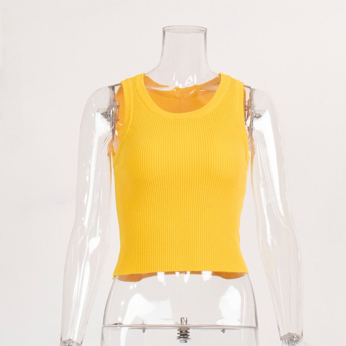 Women Sexy Tank Tops Stretch Top Female Orange Color Women Summer Camisole White Black Clothes For Women Khaki Clothes: Yellow