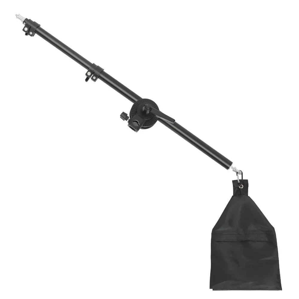 Photo Studio Adjustable Cantilever Stand Cross Arm With Sand Bag Pivot Clamp Use For Light Stand Accessories Extension Rod 135CM: WHITE