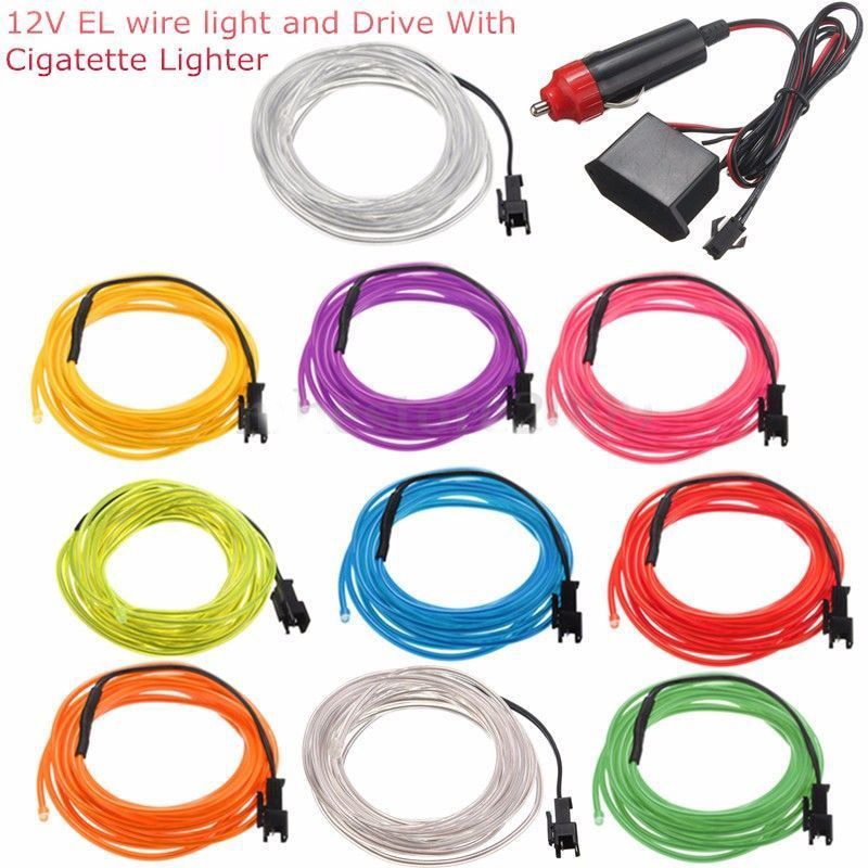Tira de luz LED Flexible de neón para Navidad, cinta con Cable electroluminiscente, LED neón, coche con luces, decoración, resistente al agua