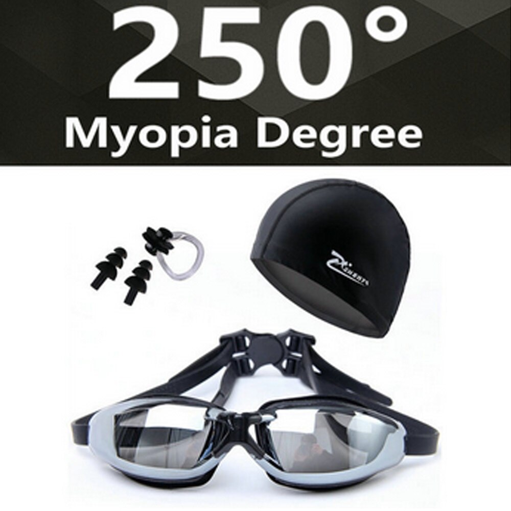 Myopia Swimming Goggles HD shortsighted prescription glasses Acetate Spectacles plating lens adult swim goggles pools swiming: Myopia 250 black