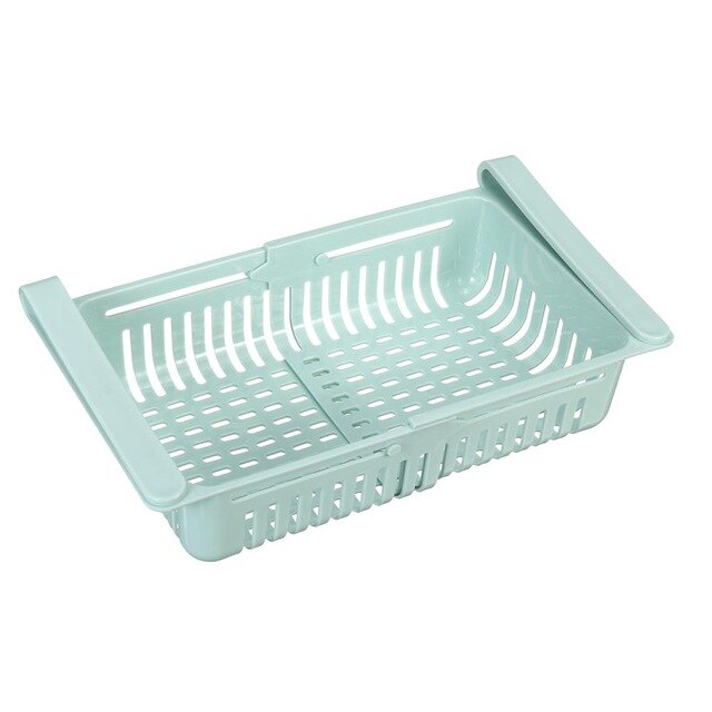 Estante retráctil de almacenamiento para cajón de nevera, estante para congelador, ajustable, extraíble, organizador de almacenamiento de capa espacial: Retractable Blue