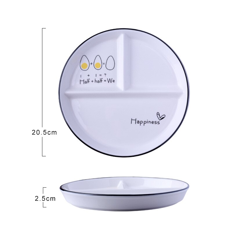 48h Ceramic 8 inch one-person food household breakfast tableware children weight loss quantitative three-divided dinner plate: formula