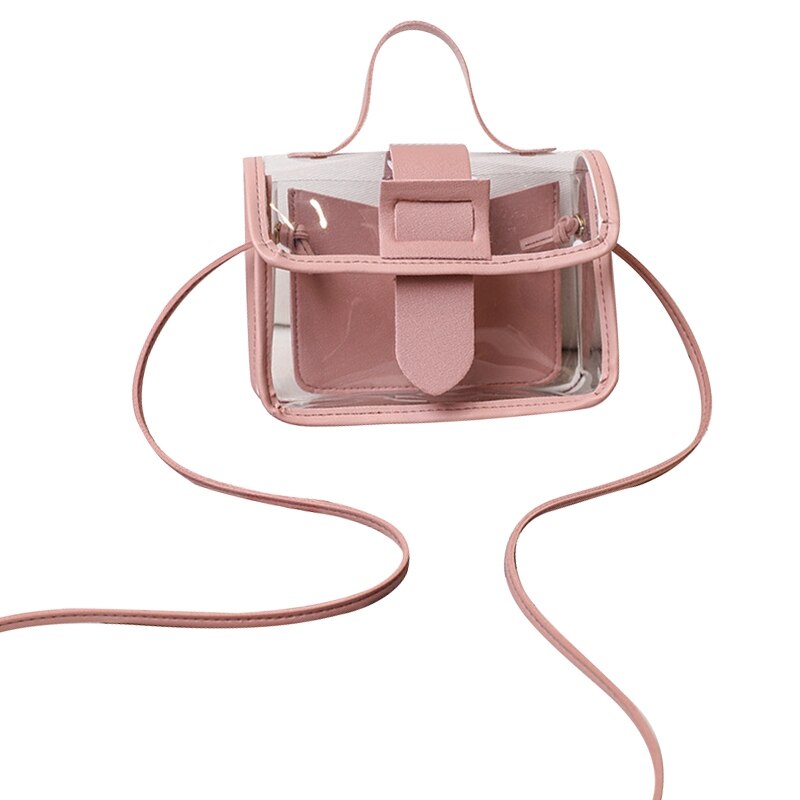 Lente Zomer Mode Vrouwen Transparante Vierkante Sling Bag Cool Schoudertas Messenger Bag Mobiele Dame Tas: Pink