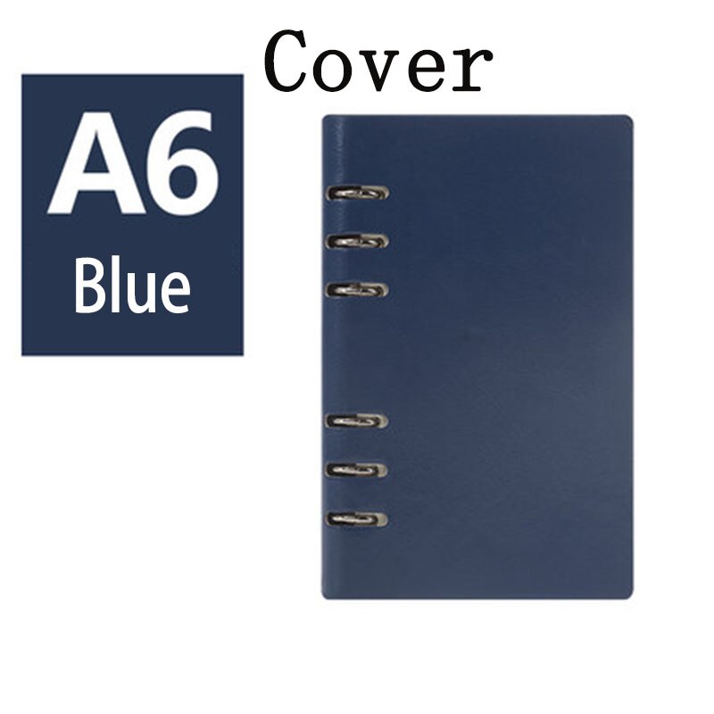 A5 a6 läderfodral spiral anteckningsbok ringpärm indexavdelare kortfyllare prick dagbok agenda planerare tillbehör bullet journal: A6 blå