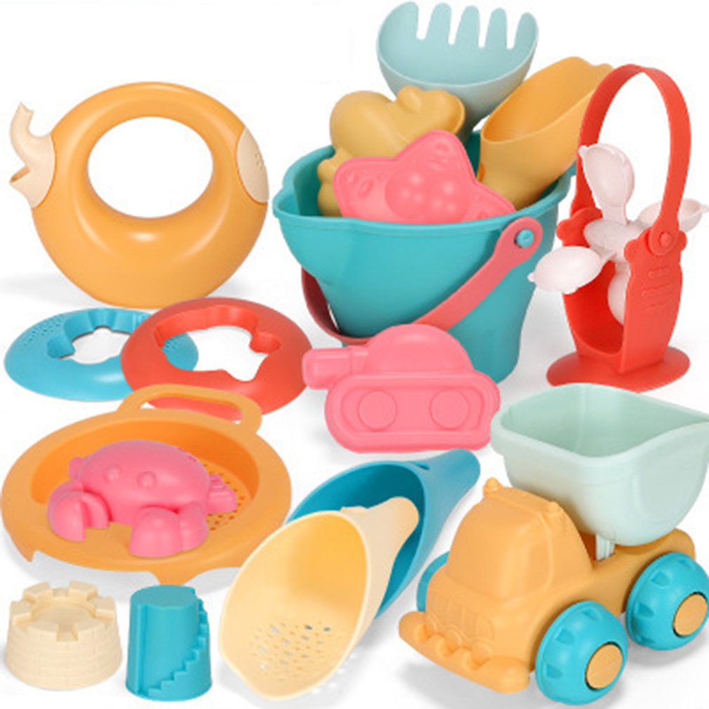 Juguetes de playa para niños, kit de juguetes playeros infantiles, baldes, palas, caja de arena, rastrillo, animales marinos de goma suave para niños pequeños, 5-17 uds.: 17PCS
