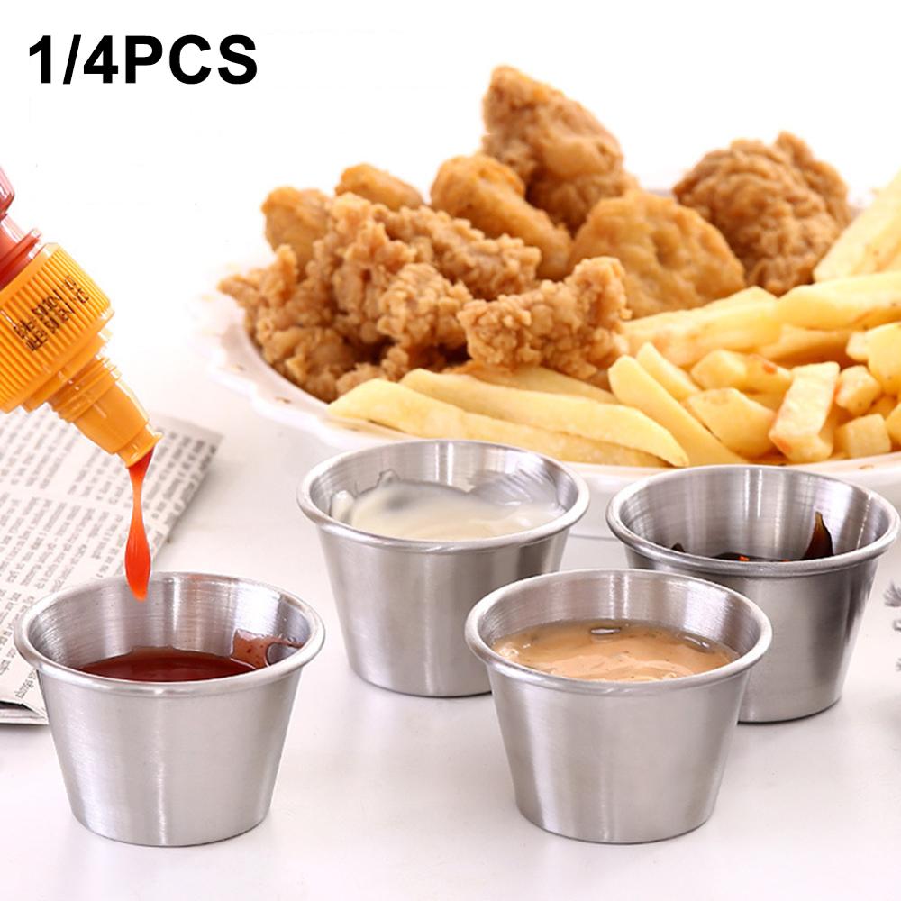 1/4 Stuks 50Ml Saus Cup Rvs Saus Cup Kruiderij Saus Cups Tomaat Saus Container Dompelen Kom Voor Thuis party