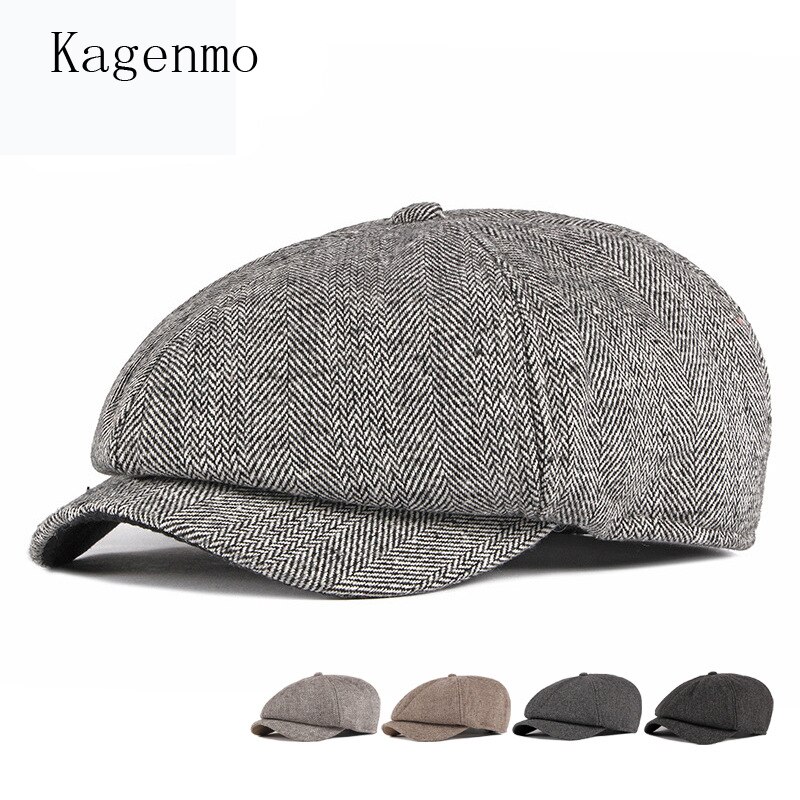 Kagenmo-boina antigua Retro para hombre, sombrero de ala corta con protección solar, para Otoño e Invierno