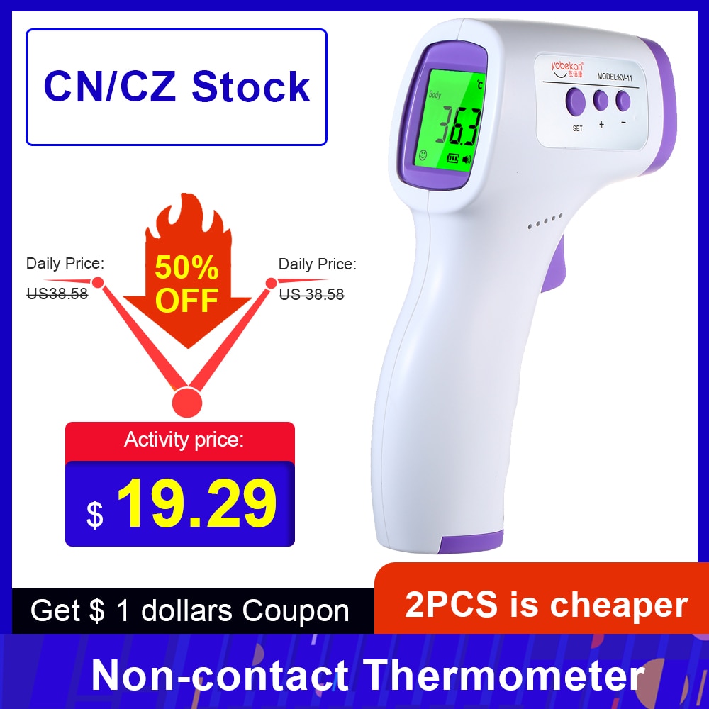 2 Stuks Non-Contact Body Thermometer Voorhoofd Digitale Infrarood Thermometer Draagbare Non-contact Termometro Baby/Adult Temperatuur
