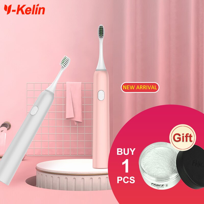 Y-kelin-cepillo de dientes eléctrico con 2 cabezales, recargable, Sónico, para tirantes para adultos, ortodoncia