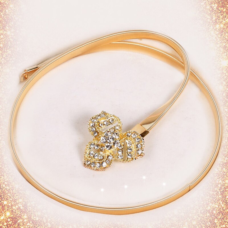 Oro rosa flor cintura cadena femenina chica estiramiento elástico apretado cinturón mujer Ropa Accesorios cinturón mujer