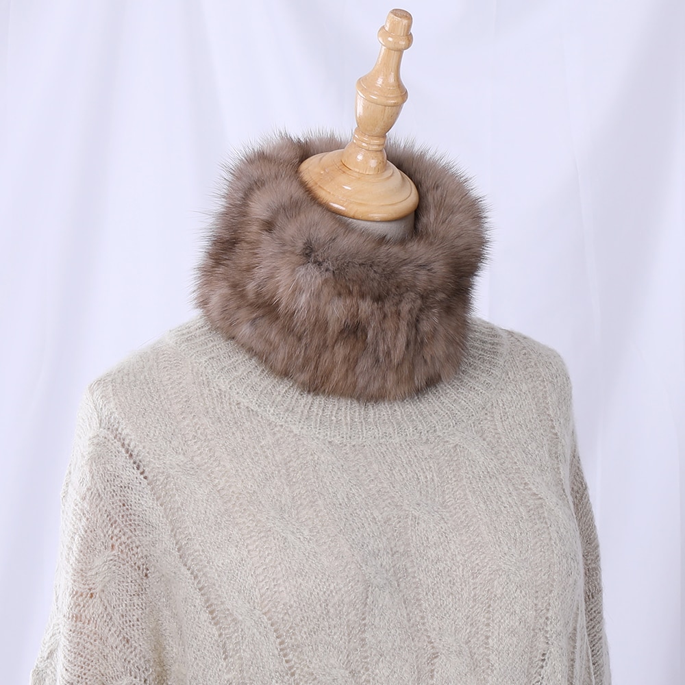 Wysokiej klasy jakości damska 100% prawdziwe sobole futro z dzianiny nieskończoność szalik szalik pani pierścień szaliki Neckwarmer opaski osłona elastyczne