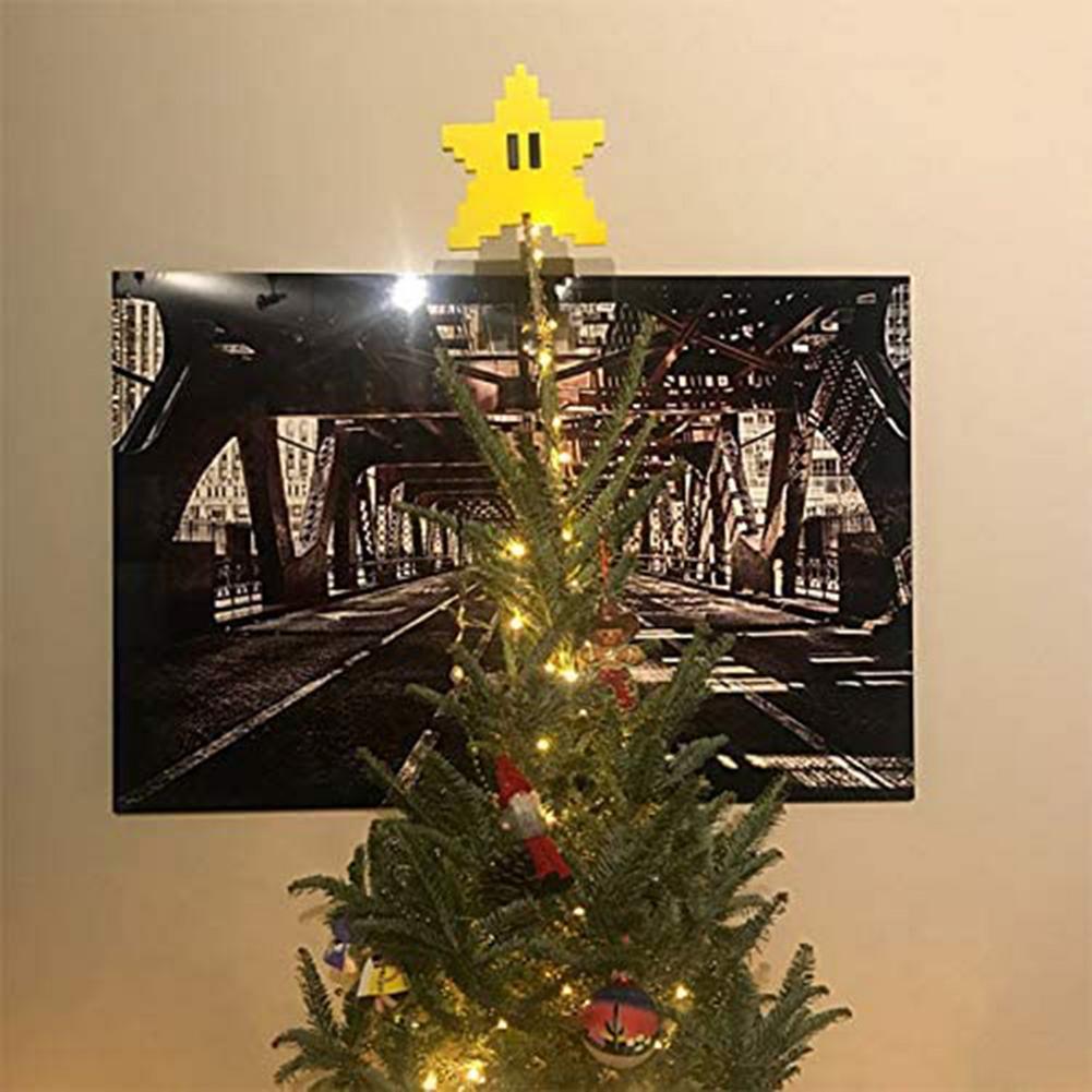 Pixel Star Christmas Tree Topper 3D Star Shape Decorative Topper Decor For Christmas Tree Party Wedding Decoration