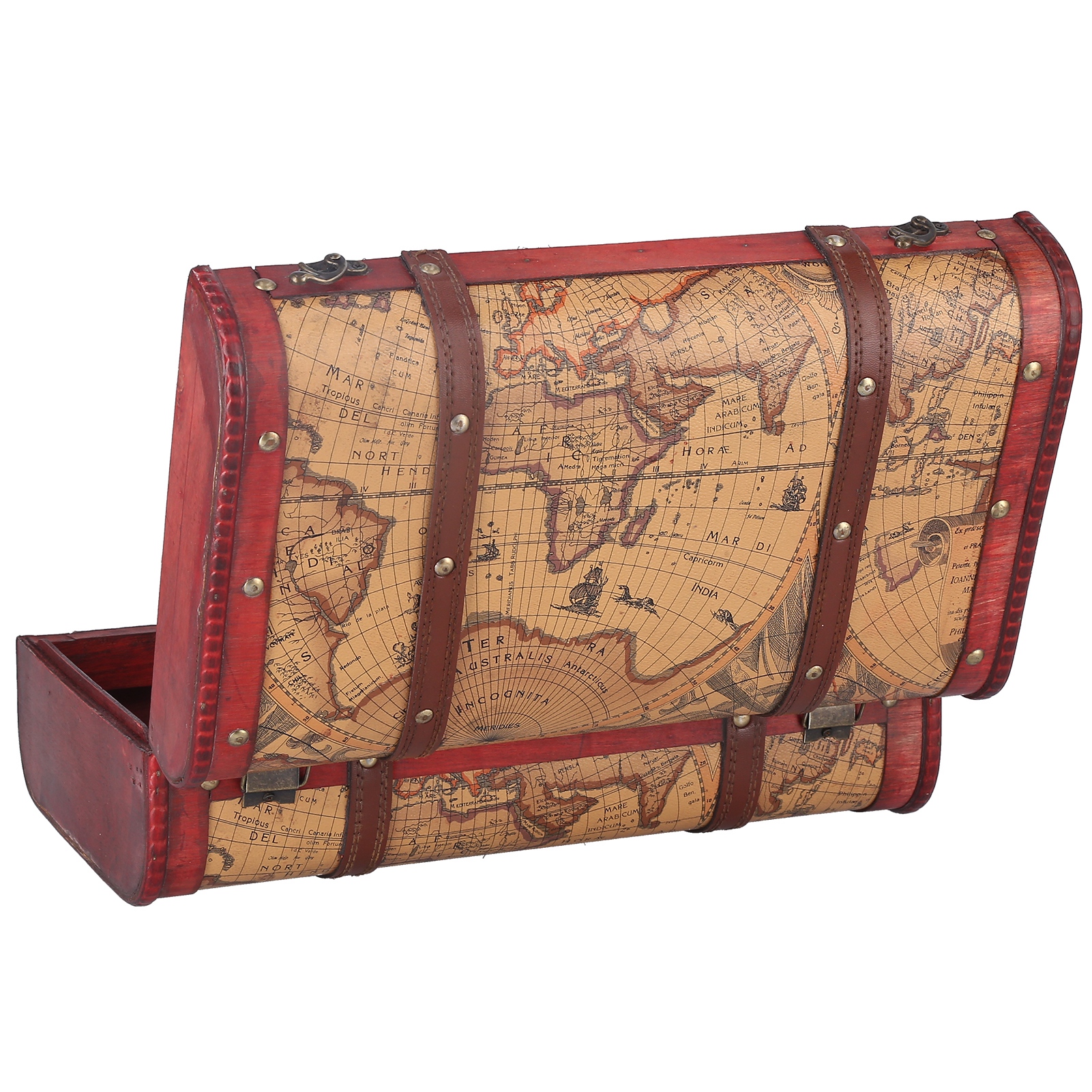 Maleta Retro Vintage de gran capacidad, portátil, de madera compuesta, de mapa, Cofre del Tesoro, estuche de almacenamiento para el hogar