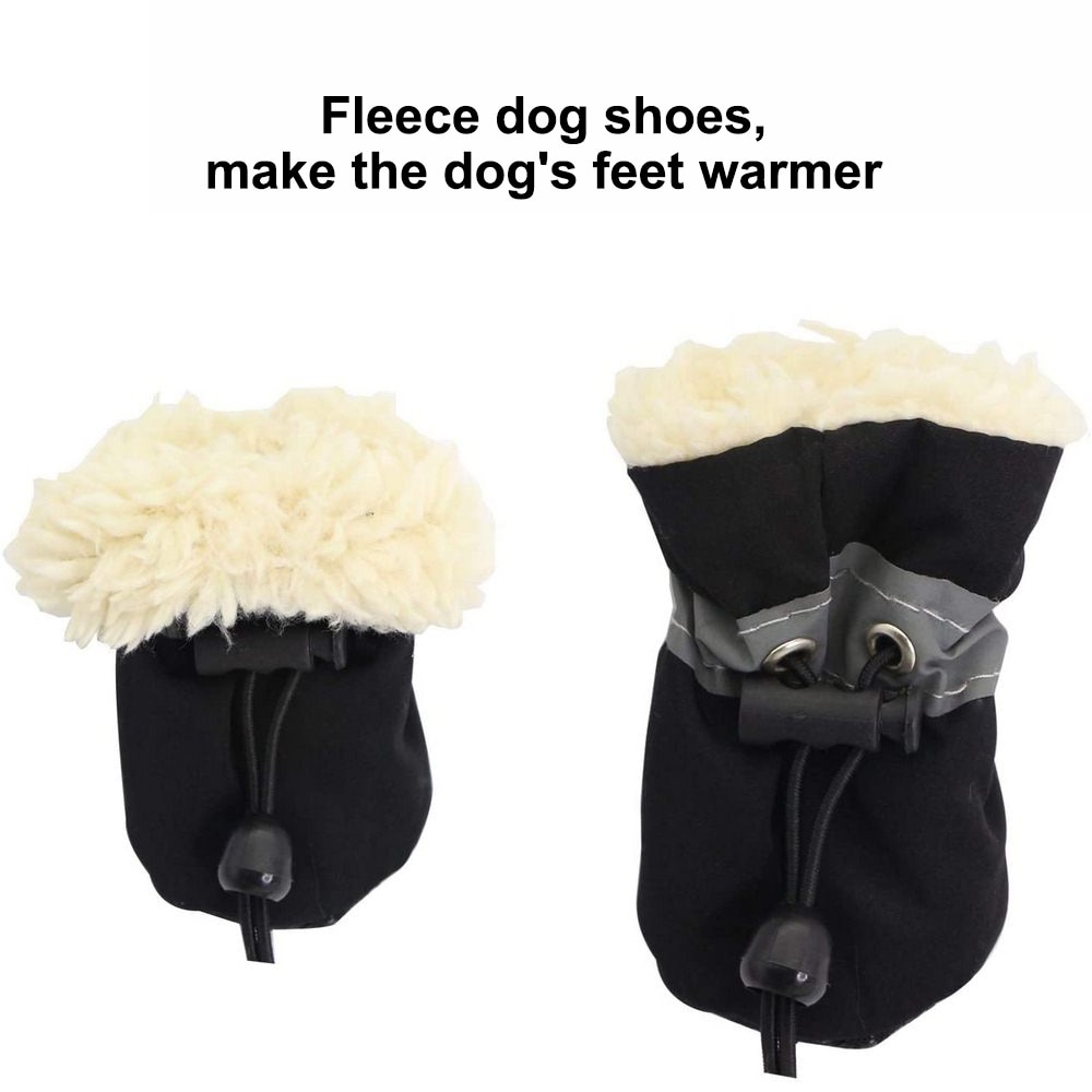 4 Stks/set Pet Winter Warm Soft Cashmere Anti-Slip Regen Schoenen Voor Hond Huisdier Winddicht Schoeisel Anti-Slip schoenen Met Reflecterende Strip