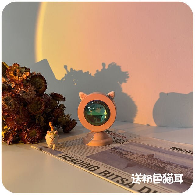 Ins Kawaii – lampe de bureau avec Projection arc-en-ciel, luminaire décoratif d&#39;intérieur, idéal pour un salon: cat ears sunset