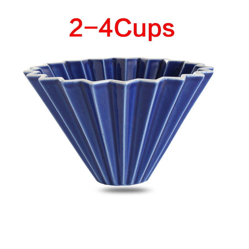 Ceramic Coffee Dripper 1-2Cups 1-4Cups Engine Style Coffee Drip Filter Cup Permanent Pour Over Coffee Maker: 2-4 Cups Dark Blue