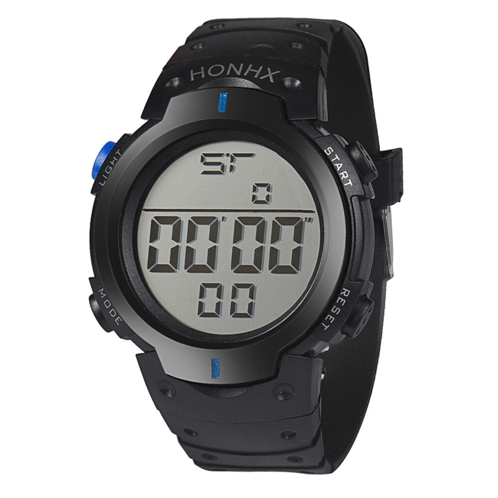 Mens Watches Waterproof Men's Boy LCD Digital Stopwatch Date Rubber Sport Wrist Watch Waterproof Relogio Clock reloj S7: B