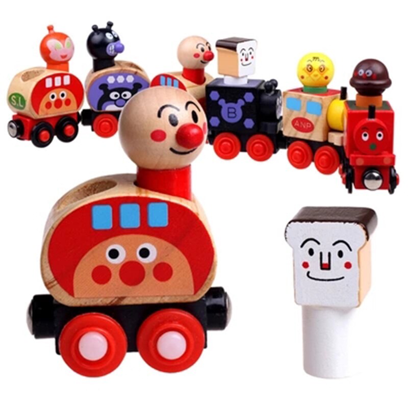 Baby Houten Speelgoed Speelgoed Voertuigen 6Pcs Magic Train Brood Surperman Educatief Tafel Games Kleine Trein Voor Kinderen
