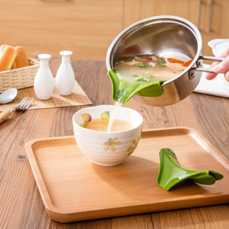 Embudo antiderrames para cocina, herramienta creativa antideslizamiento de silicona para sopa, cacerolas, ollas, cuencos y tarros