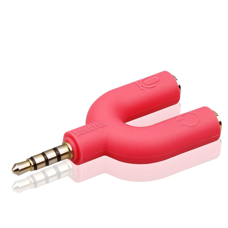 3,5 mm męski konwerter audio Aux Adapter rozdzielacza słuchawek 1 na 2 Adapter audio 3 4-biegunowy do słuchawek Mikrofon Głośnik audio: Złota