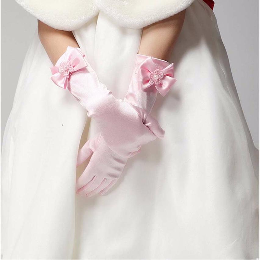Cheap Infant Baby Children Girls Elbow Pageant Dance Birthday Party Gloves White Wedding Gloves For 3 To 8 Years #5