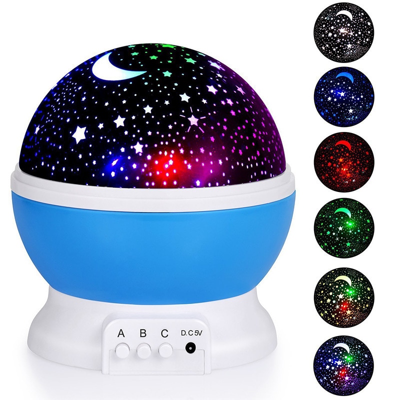 Star Sky Projector Led Galaxy Nachtlampje Sterrenhemel Verlichting Roterende Ster Maan Nacht Lamp Batterij Decoratie Voor Thuis Baby