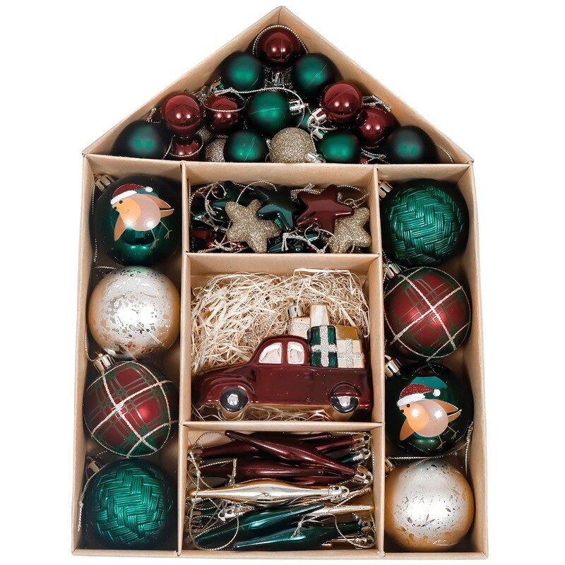 Christmas ball red and white bag set 70 Christmas tree ornaments: Gold