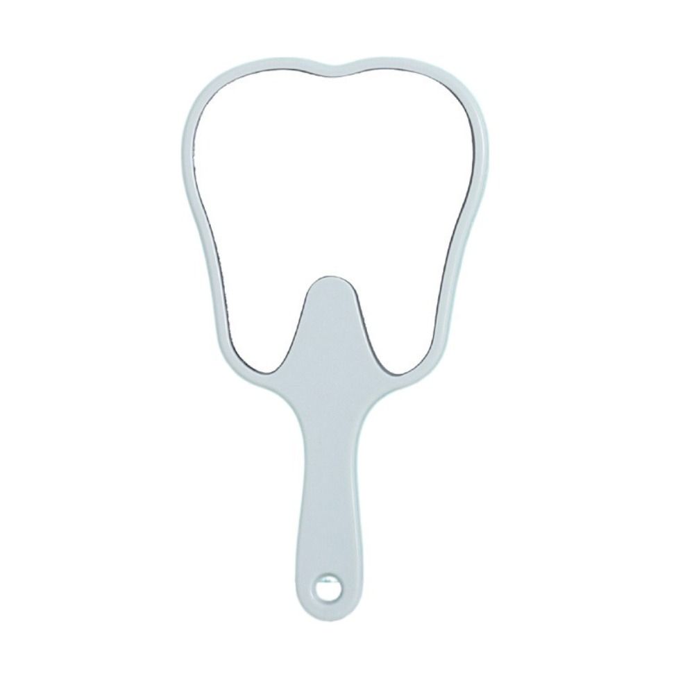 Espelho portátil em forma de dente de plástico para mulheres, durável e leve, de alta definição, espelho de maquiagem portátil mini espelho setorial portátil: Branco