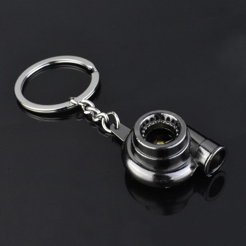 Mini Turbo Turbo Sleutelhanger Spinning Turbine Sleutelhanger Ring Sleutelhanger Sleutelhanger Auto Sleutelhanger Auto Inbouwen Metalen Hanger Sleutelhanger: Black