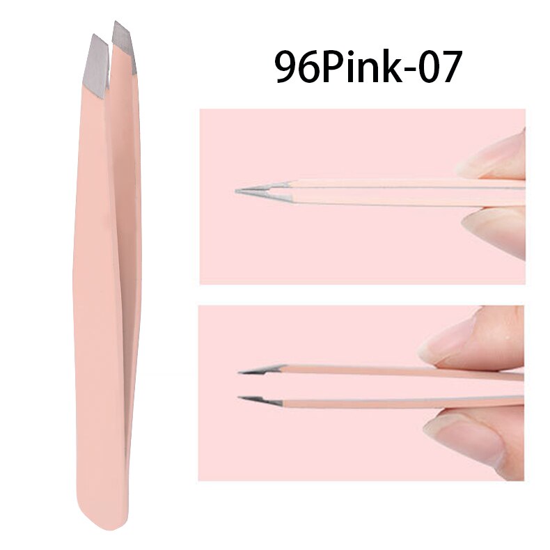 1 Set 4 Stuks Rvs Wenkbrauw Pincet Voor Facial/Ingegroeide Haar Spalk Ontharing Wenkbrauw Plucker Gereedschap: 96Pink-07