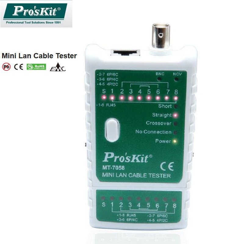 Pro'sKit MT-7058 Mini Lan Kabel Tester Multifunctionele Netwerk Tester Multifunctionele Draadloze Draad Kabel Tracker Checker