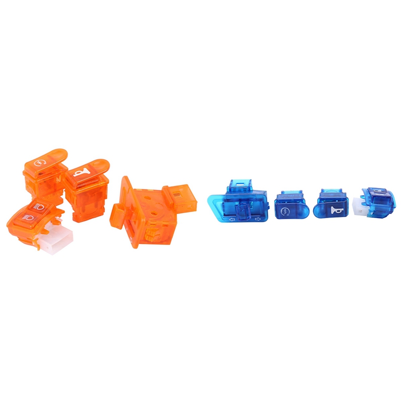 Juego de 2 botones de interruptor de bocina de motocicleta, intermitentes para Honda DIO ZX AF27 AF28 AF34 AF35, azul y naranja