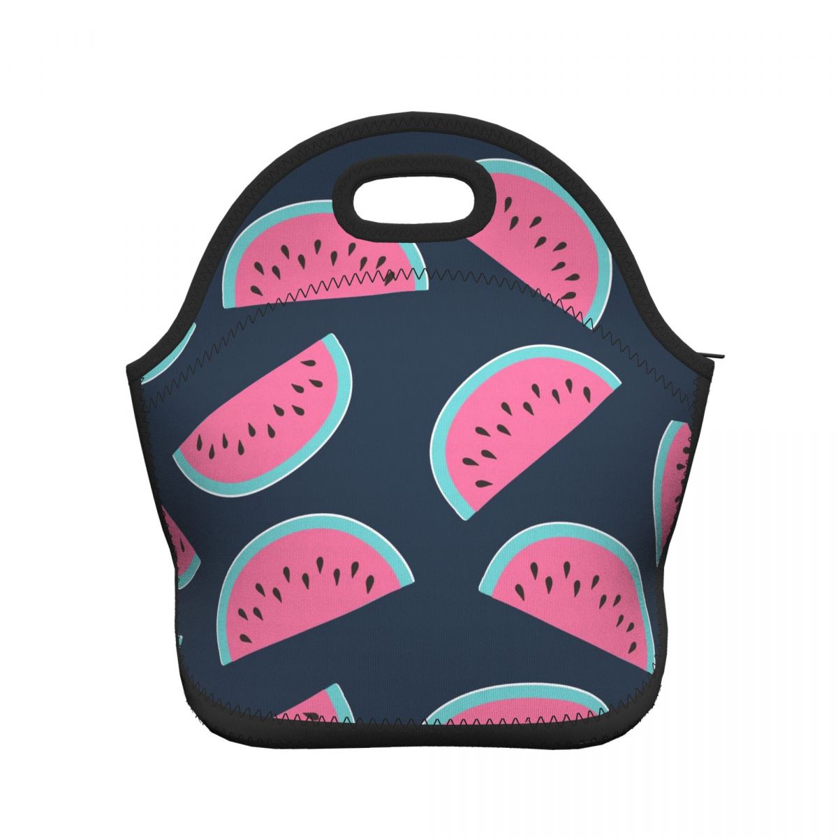 Kleurrijke Vruchten Patroon Lunch Tassen Voor Vrouwen Kinderen Meisjes School Neopreen Picknick Kantoor Lunch Voedsel Organizer Tassen: Black 11