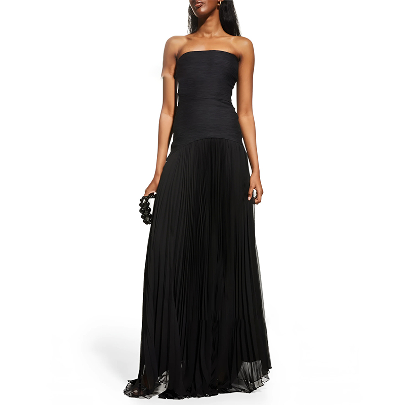 Kvinder sommer off shoulder tube top maxikjoler chic sexet ren højtaljet festkjole pit stribet draperet lang kjole: L / Himmelblå